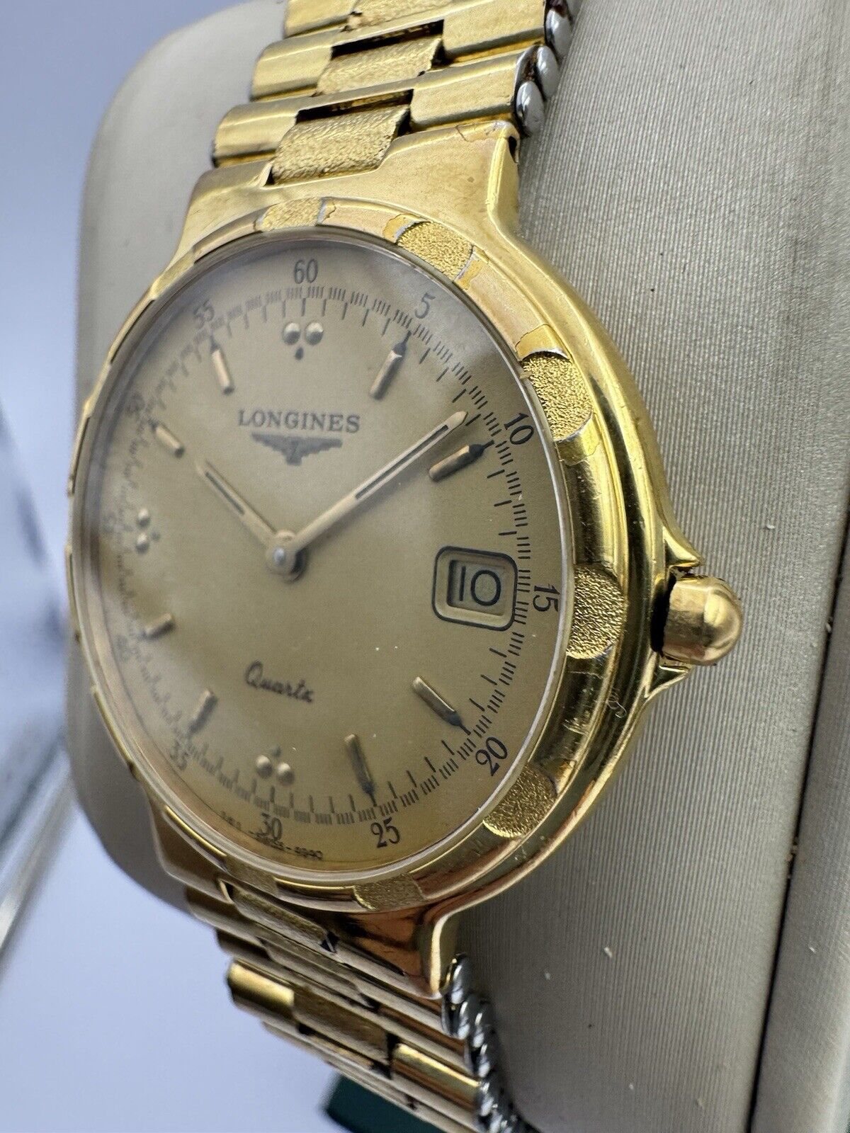 Longines Watch Conquest Quartz Date Gold Plated men's Vintage