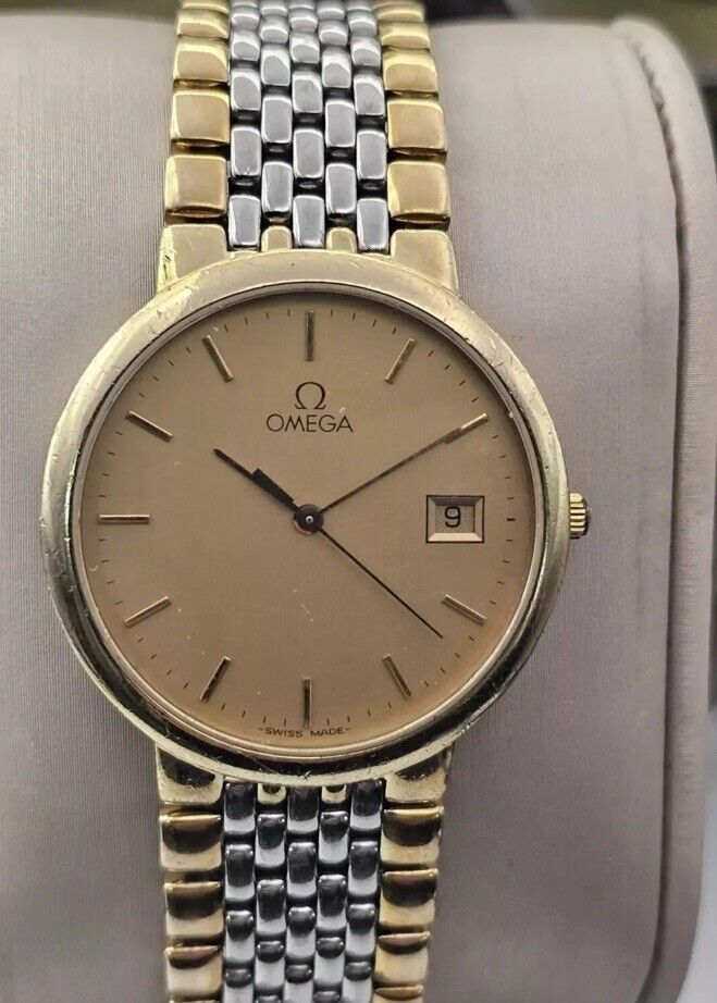 Omega DeVille Ref. 396.1012 Two Tone Watch Beads of Rice Band Swiss