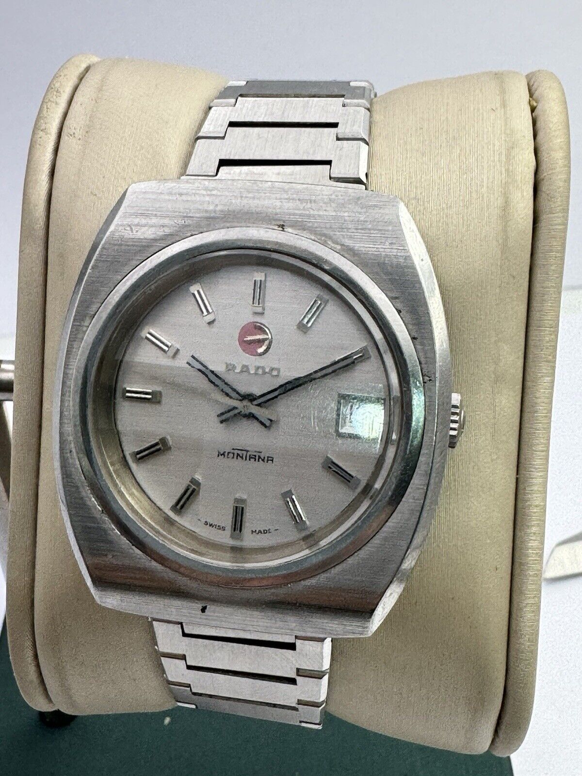 Authentic Rado Montana Swiss 70s Mens Watch square cut glass