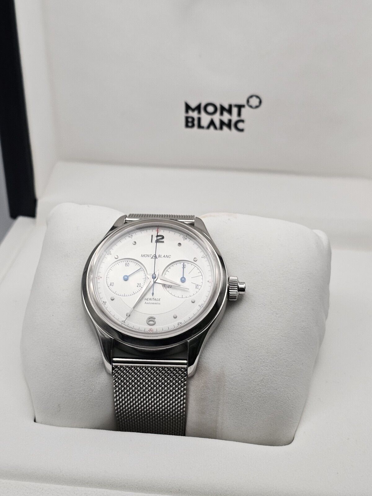 New Montblanc Heritage Monopusher Chronograph Watch Box And Papers