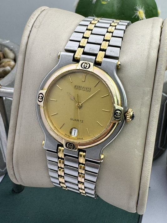 Men’s Gucci Gold And Stainless Steel Watch Ref 9000M 90s