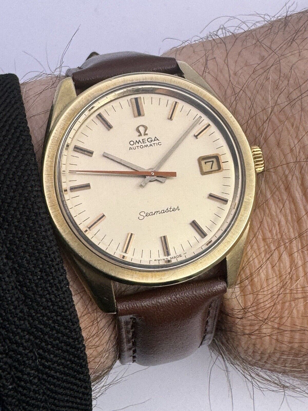 Vintage 14k Gold Cap OMEGA SEAMASTER Automatic Watch Cal 563 Ref 166.022