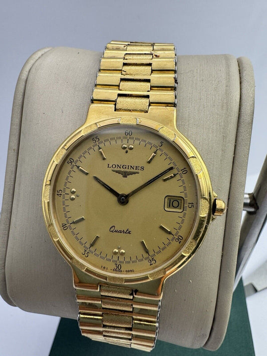 Longines Watch Conquest Quartz Date Gold Plated men's Vintage