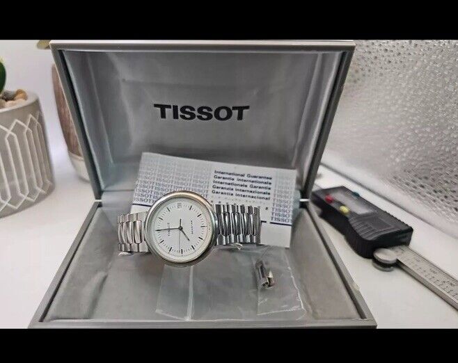 VINTAGE TISSOT SEASTAR N580A WHITE DIAL QUARTZ WATCH BOX &PAPERS